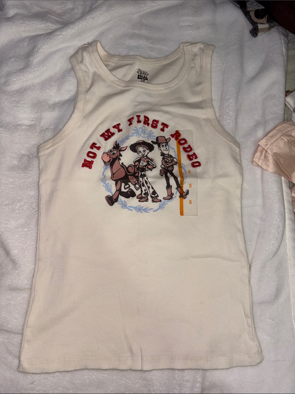 Disney Cream Tank Top with Red 'Not My First Rodeo' Graphic